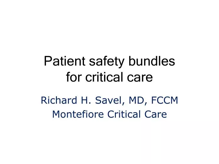patient safety bundles for critical care