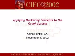 Applying Marketing Concepts to the Greek System