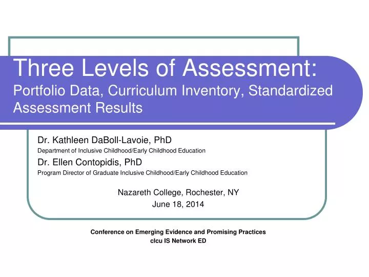 three levels of assessment portfolio data curriculum inventory standardized assessment results