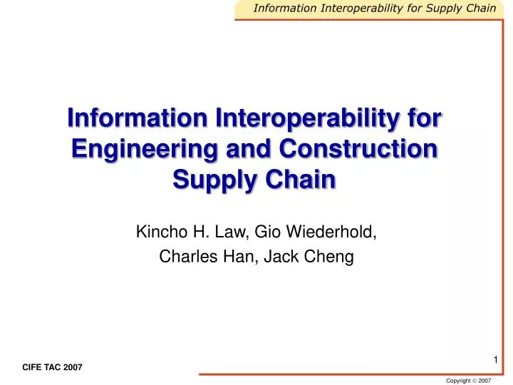 information interoperability for engineering and construction supply chain