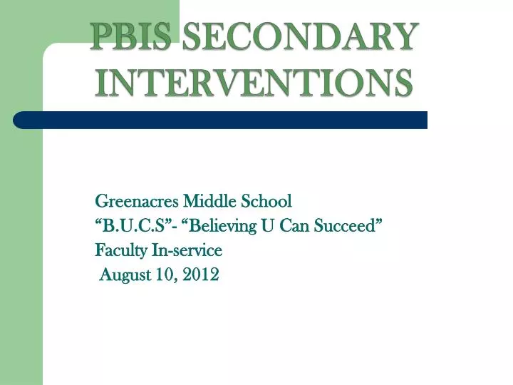 pbis secondary interventions
