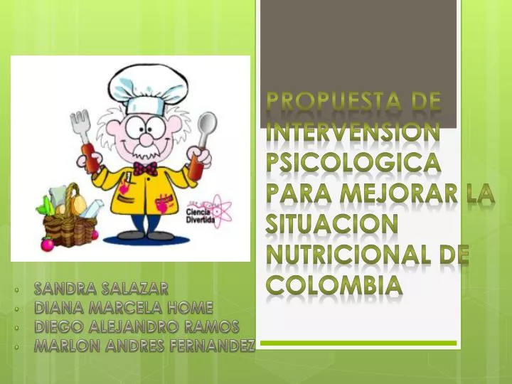 propuesta de intervension psicologica para mejorar la situacion nutricional de colombia