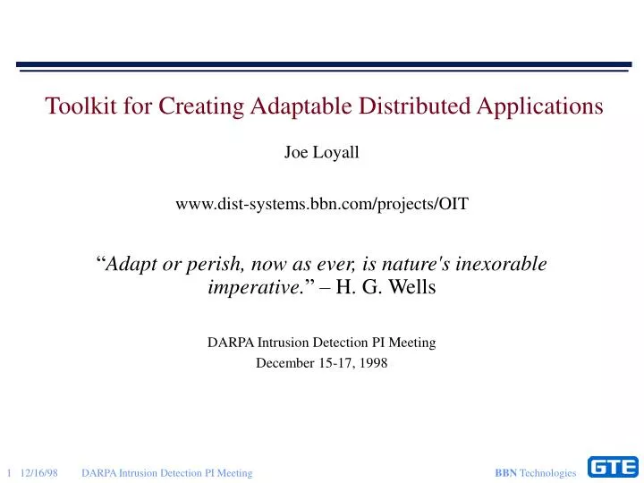 toolkit for creating adaptable distributed applications