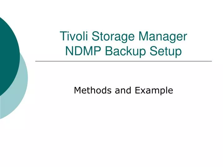 tivoli storage manager ndmp backup setup