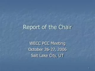 Report of the Chair