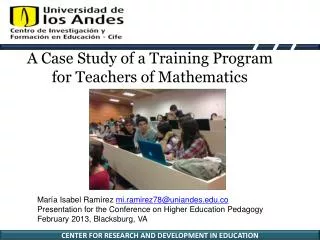 A Case Study of a Training Program for Teachers of Mathematics