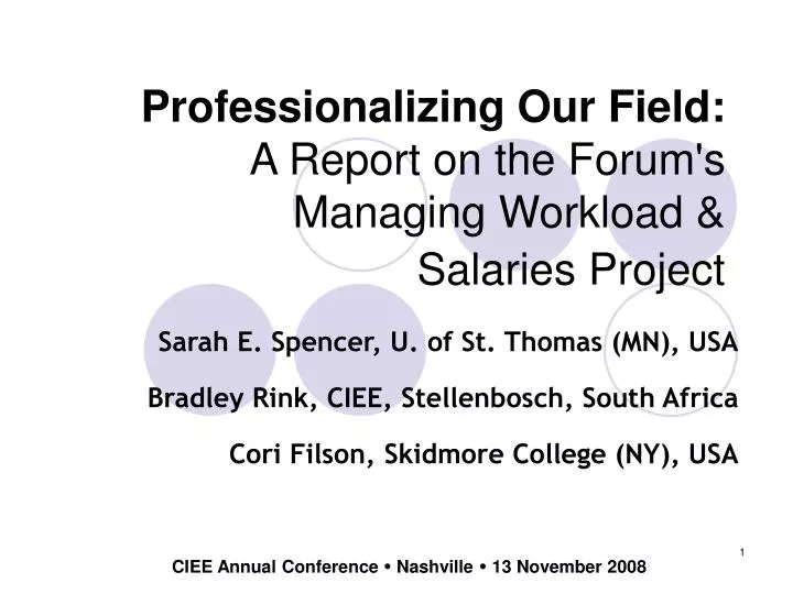 professionalizing our field a report on the forum s managing workload salaries project