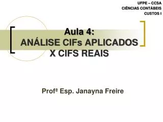 aula 4 an lise cifs aplicados x cifs reais