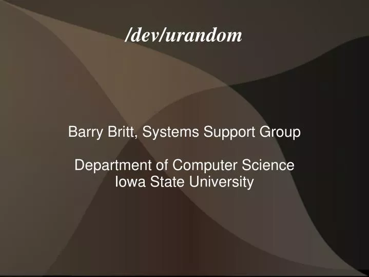 barry britt systems support group department of computer science iowa state university