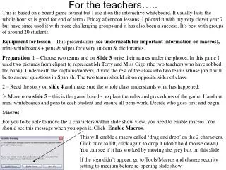 For the teachers…..