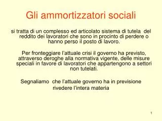 gli ammortizzatori sociali