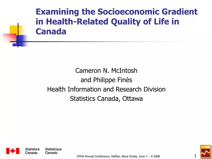 examining the socioeconomic gradient in health related quality of life in canada