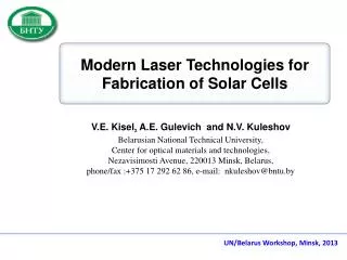 Modern Laser Technologies for Fabrication of Solar Cells