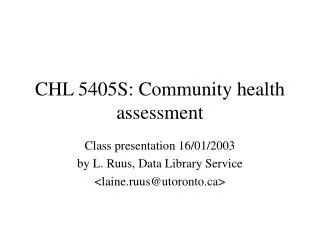 CHL 5405S: Community health assessment