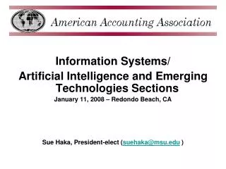 Information Systems/ Artificial Intelligence and Emerging Technologies Sections