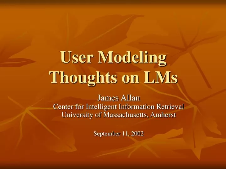 user modeling thoughts on lms