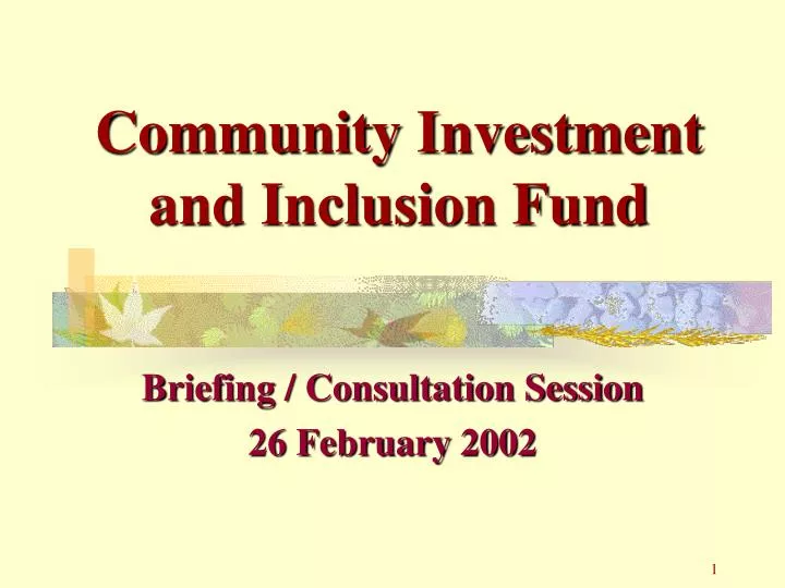 community investment and inclusion fund