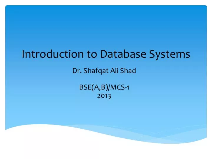 introduction to database systems