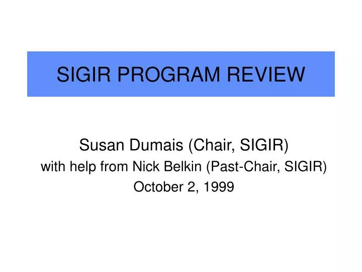 sigir program review