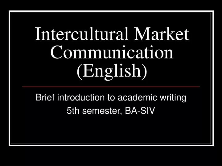 intercultural market communication english