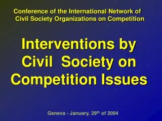 Interventions by Civil Society on Competition Issues