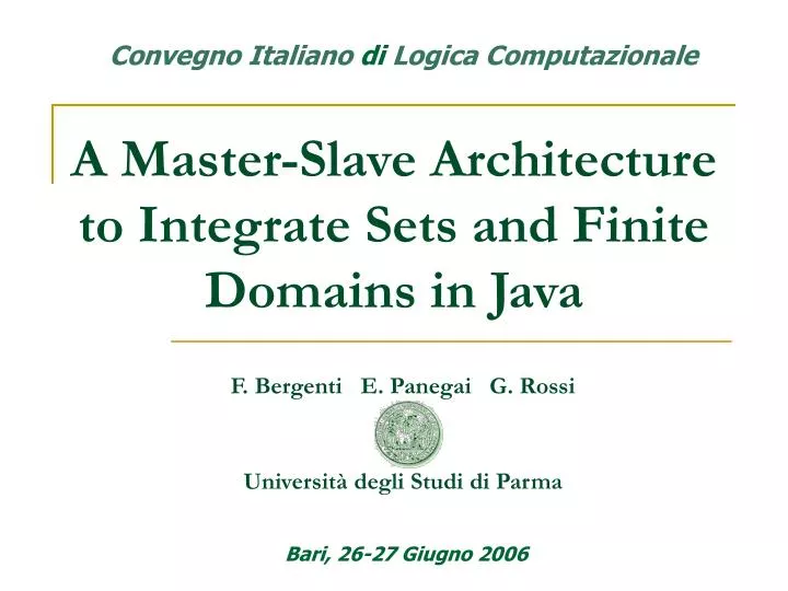a master slave architecture to integrate sets and finite domains in java