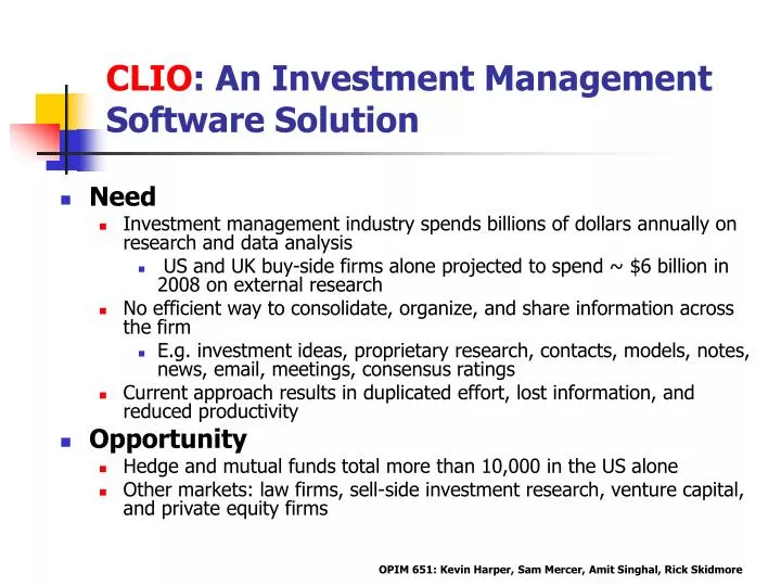clio an investment management software solution