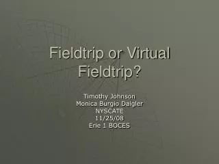 Fieldtrip or Virtual Fieldtrip?