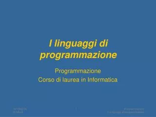 i linguaggi di programmazione