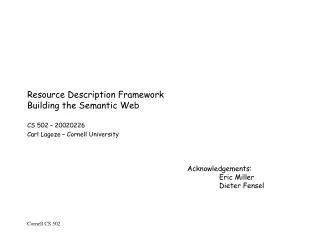 Resource Description Framework Building the Semantic Web