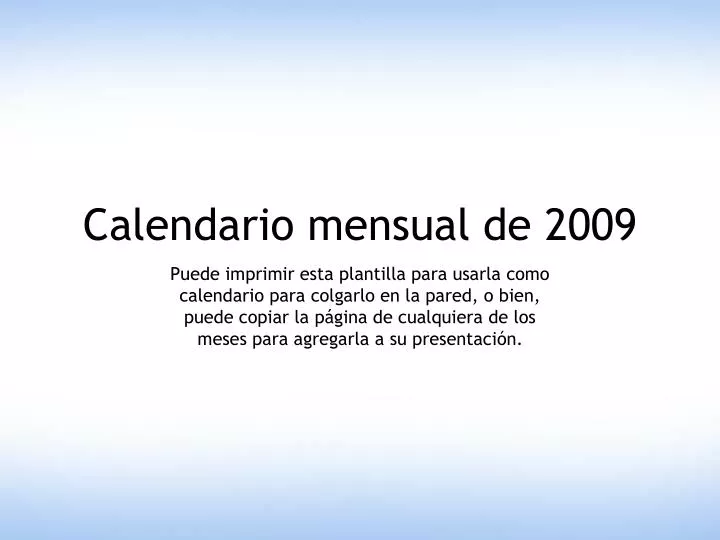 calendario mensual de 2009