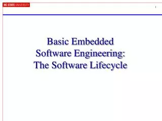 Basic Embedded Software Engineering: The Software Lifecycle