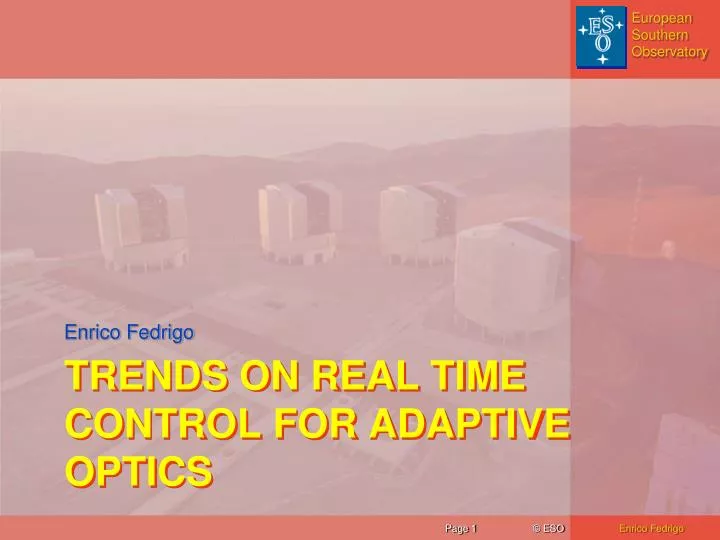 trends on real time control for adaptive optics