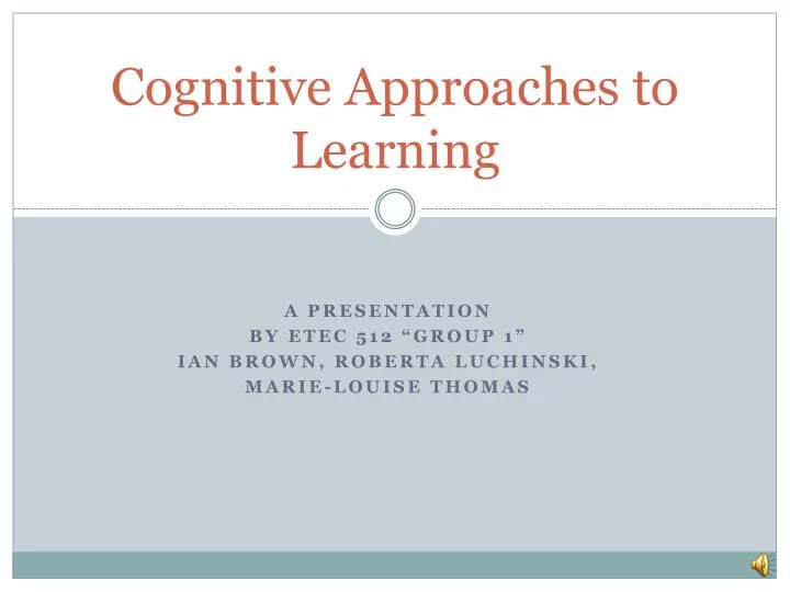 cognitive approaches to learning