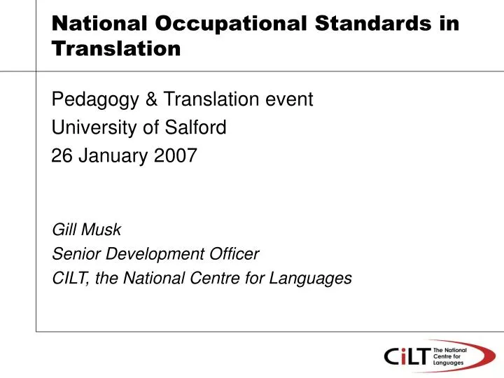 national occupational standards in translation