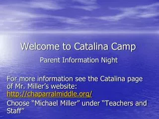 Welcome to Catalina Camp