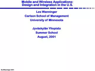 Mobile and Wireless Applications: Design and Integration in the U.S.