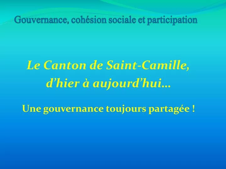 gouvernance coh sion sociale et participation