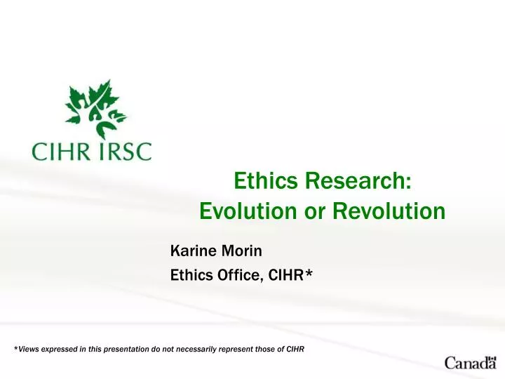 ethics research evolution or revolution