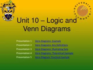 Unit 10 – Logic and Venn Diagrams