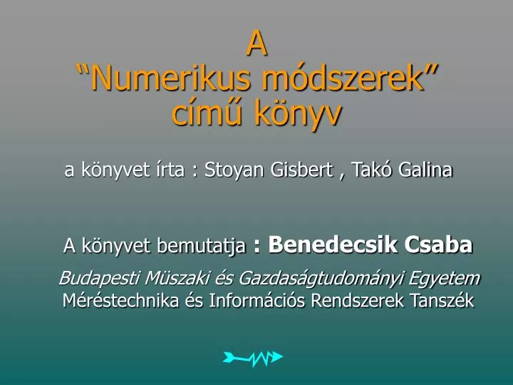 a numerikus m dszerek c m k nyv