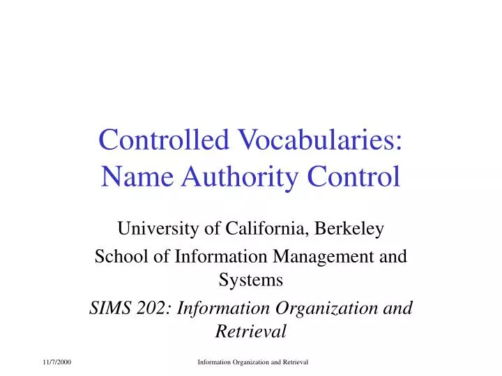 controlled vocabularies name authority control