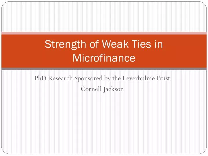 strength of weak ties in microfinance