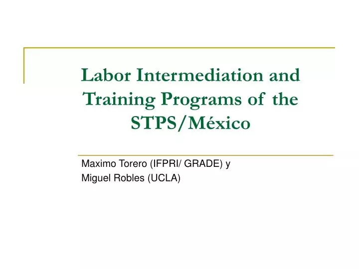 labor intermediation and training programs of the stps m xico