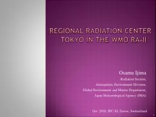 Regional Radiation CENTER Tokyo in the WMO RA-II