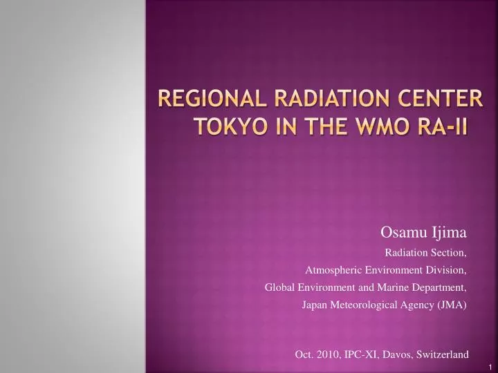 regional radiation center tokyo in the wmo ra ii