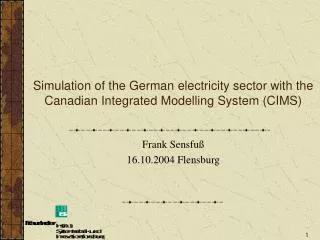 Simulation of the German electricity sector with the Canadian Integrated Modelling System (CIMS)