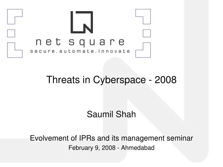 saumil shah evolvement of iprs and its management seminar february 9 2008 ahmedabad