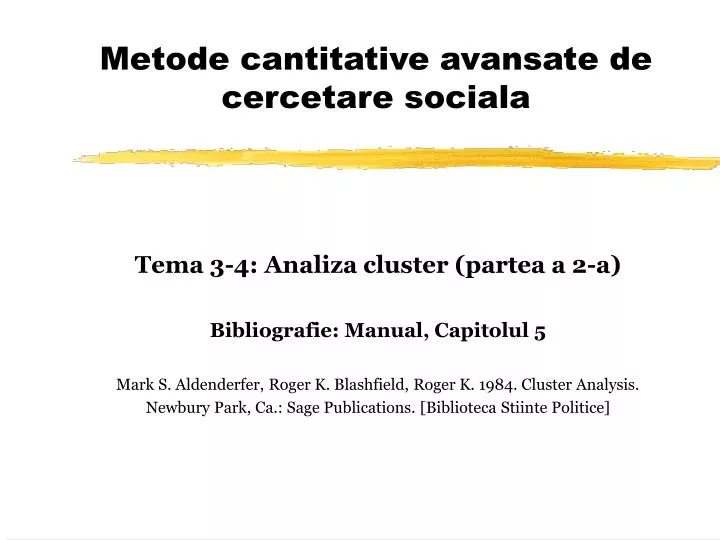 metode cantitative avansate de cercetare sociala