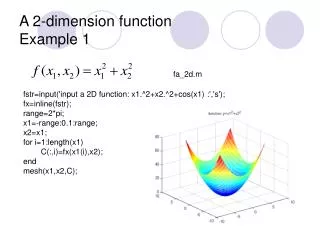 A 2-dimension function Example 1